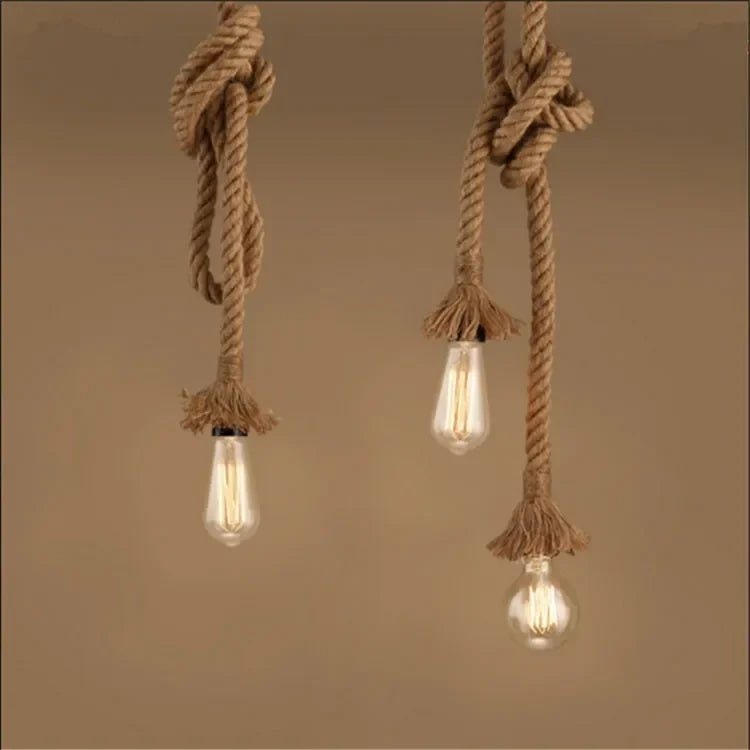 New Vintage Retro Hemp Rope Lamps Bases Home Chandeliers LED Lights Base AC220V Lamps Holder for Ceiling Lights Home Restaurant