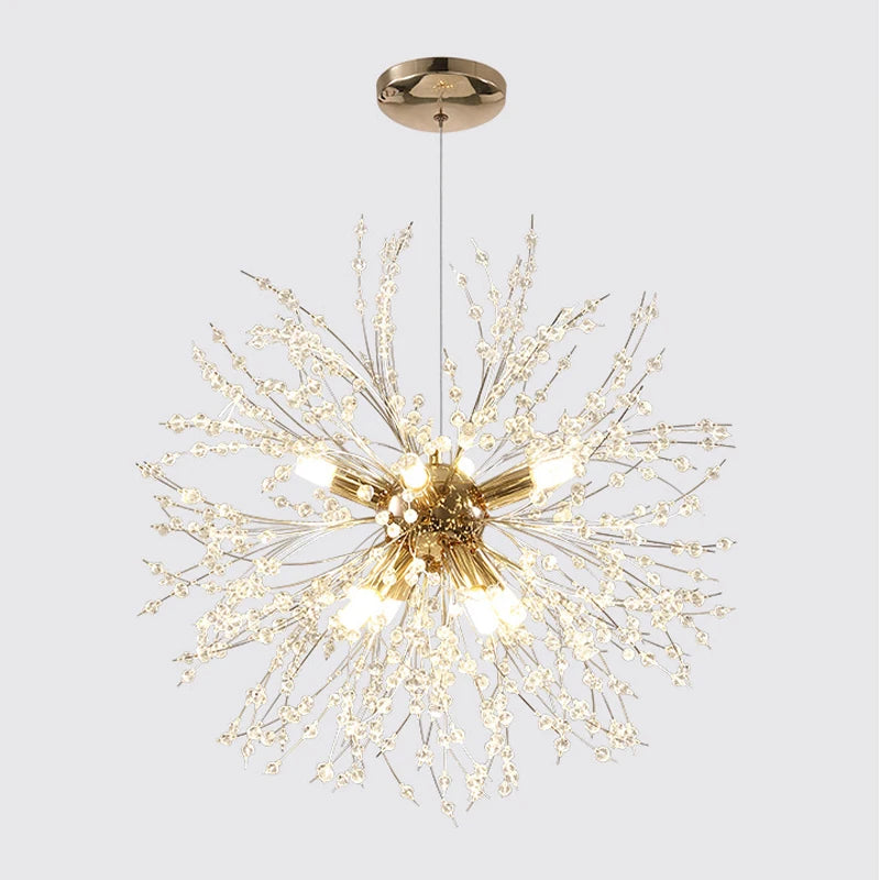 Crystal Dandelion Pendant Lamp Dining Table Home Decor Hanging Light Living Room Bedroom Restaurant Shop Droplight Chandelier