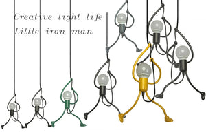 Pendant Lights Nordic Little Iron Man Hanging Lamp Retro Loft Lighting for Children's Room Kitchen Restaurant Coffee Bar Home