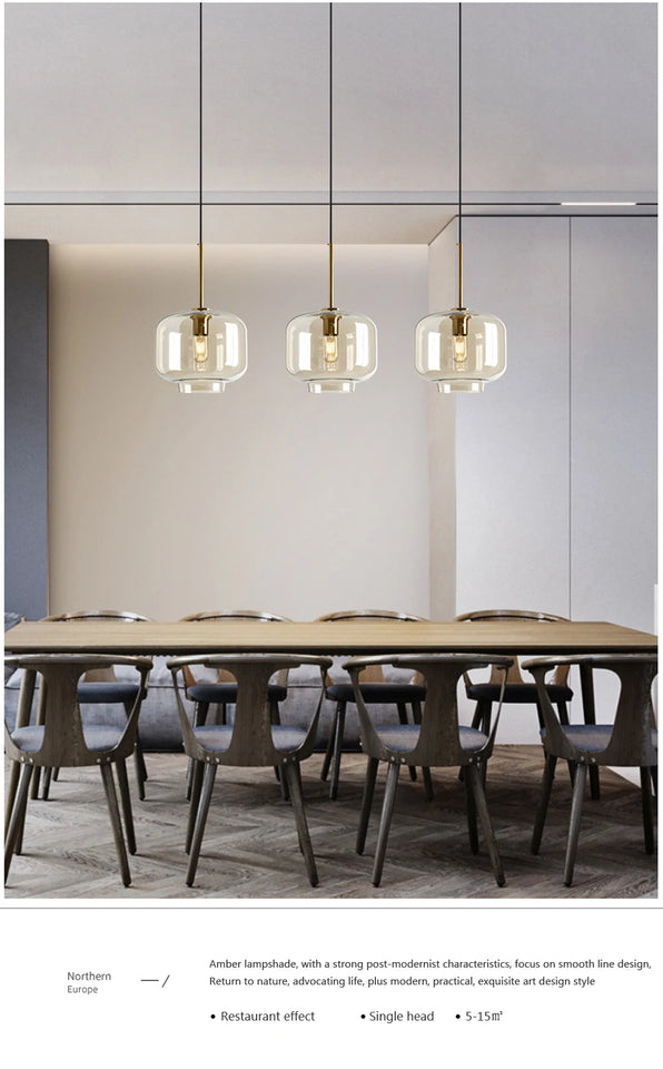 Modern Nordic hanging loft  Glass lustre Pendant Light industrial decor Lights Fixtures E27/E26 for Kitchen Restaurant Lamp