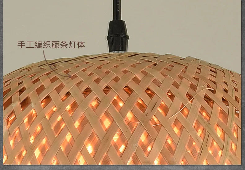 Bamboo Hanging Lamp Pendant Ceiling Light Rattan Wicker Lustre Hand Knit Braiding Suspended Home Dining люстра потолочная