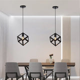 Geometric Vintage Pendant Ceiling Light, Industrial Retro Metal Hanging Lamp, E27 Base Lighting Fixture