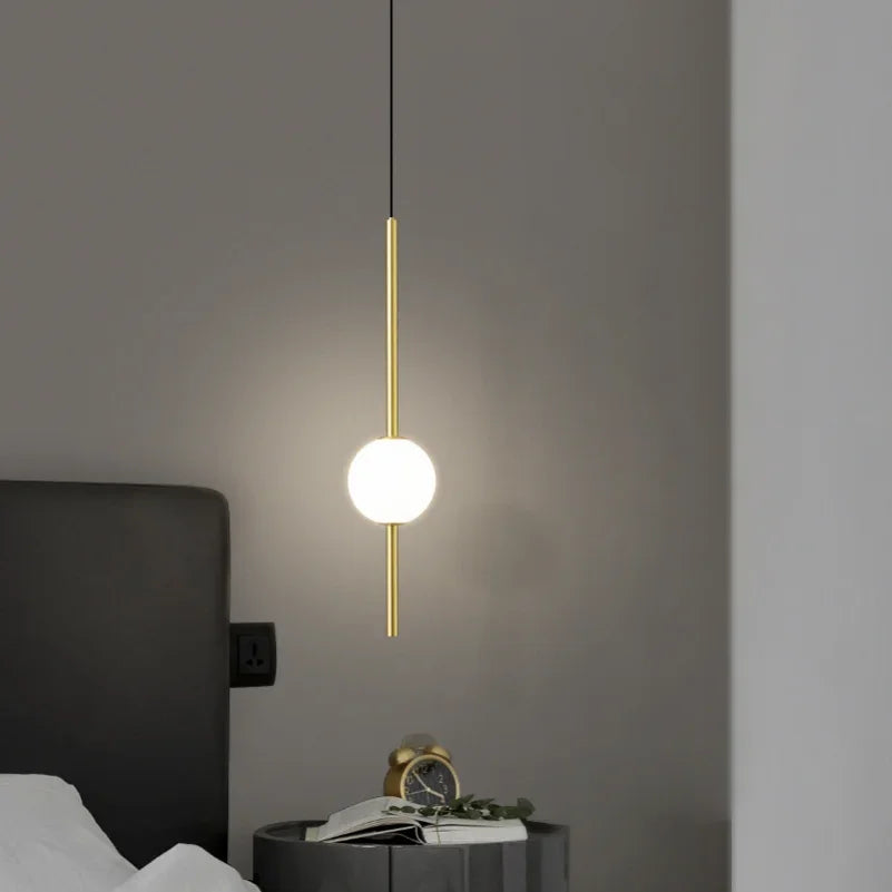 Nordic Led AcrylicBall Hanging Lights Bedroom Bedside Living Room Entrance Pendant Light Modern Lamp Long Lighting Ceiling Decor