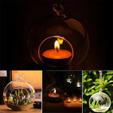 3/6/12 Pcs Transparent Glass Candle Holder Flower Hanging Ball Vase Glass Ball Tea Light Holder for Home Wedding Party Decor