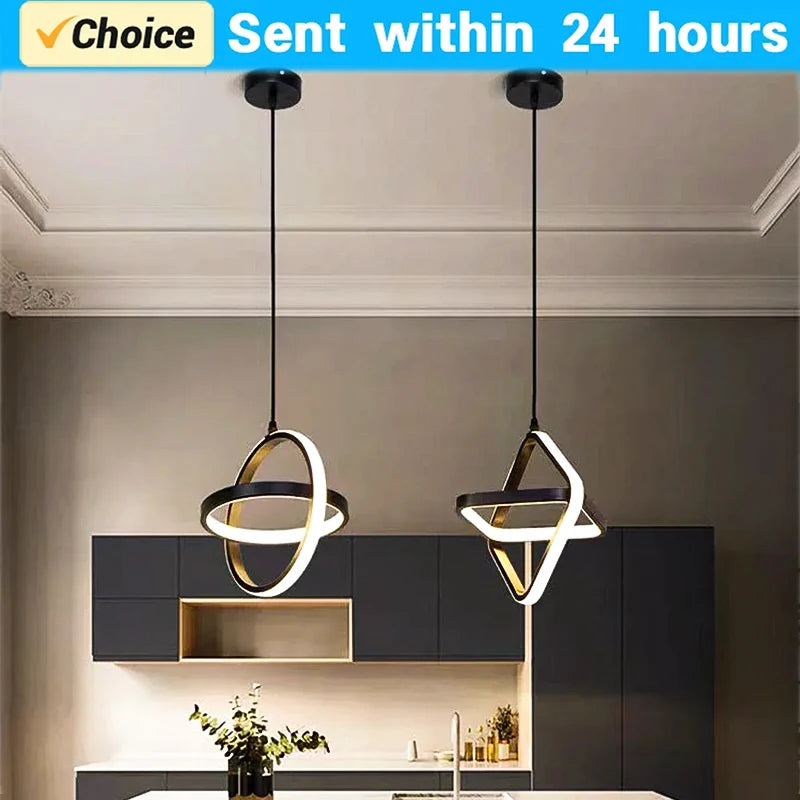 Modern Led Pendant Lights Black Chandelier For Dining Room Bedroom Bedside Pendant Lamp Home Dining Table RoomDecor Hanging Lamp