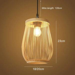 Chinese Rattan Wicker Pendant Lamp Lustre Bamboo Wood Chandelier Ceiling Light Handmade E27 for Home Living Ding Bed Room Decor