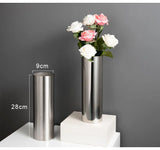 9x28Hcm SUS304 Stainless Steel Vase Decorative Centerpiece For Home or Wedding (Silver)