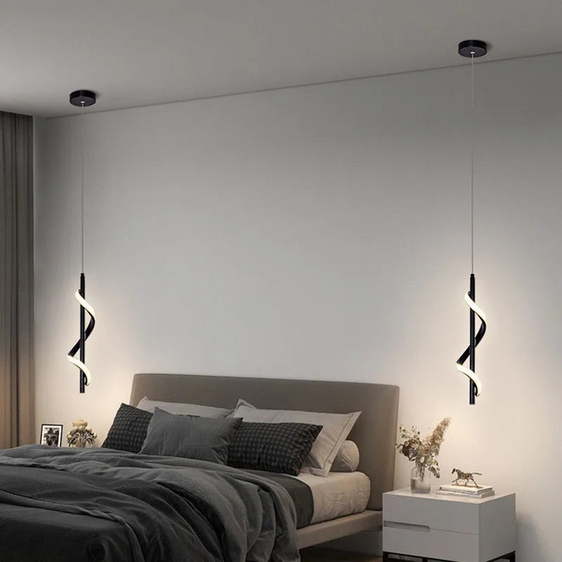 Lustre Bedside Rotating Chandelier Pendant Lights Lampara Colgante Techo Luminaire Suspendu Quarto Casal Chambre Kroonluchters