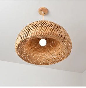 Rattan Wicker Bamboo Pendant Light Fixture Ceiling Lustre Chandelier Hanging Lamp Hand Knit Braided Home Living Bed Room Decor