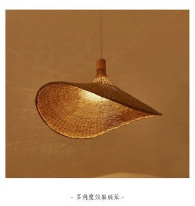 Bamboo Chandelier Pendant Lamp Hanging Wood Ceiling Light Decor LED Chinese Hand Kitted Handmade Lighting for Home Living Room