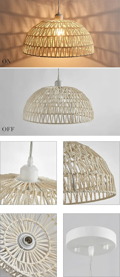 Japanese-style Hemp Rope Chandelier Homestay Pastoral Restaurant Tea Room Bar Bedroom Livingroom Zen Handmade Lamp Pendant Light