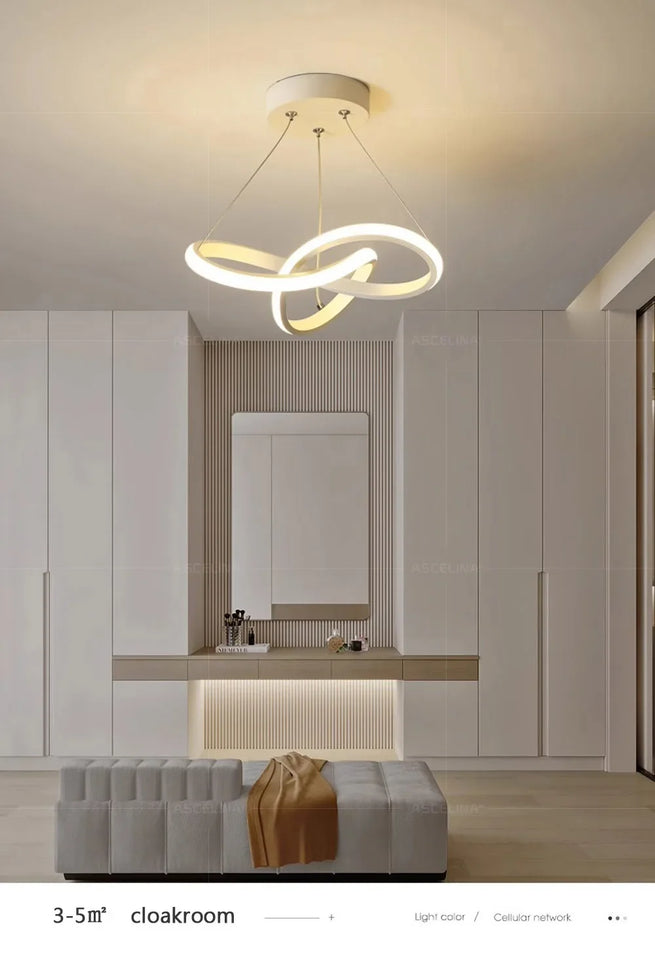 Nordic LED Ceiling Pendant Light Living Room Bedroom Simple Line Chandelier Balcony Stairs Corridor Indoors Decorative Lighting