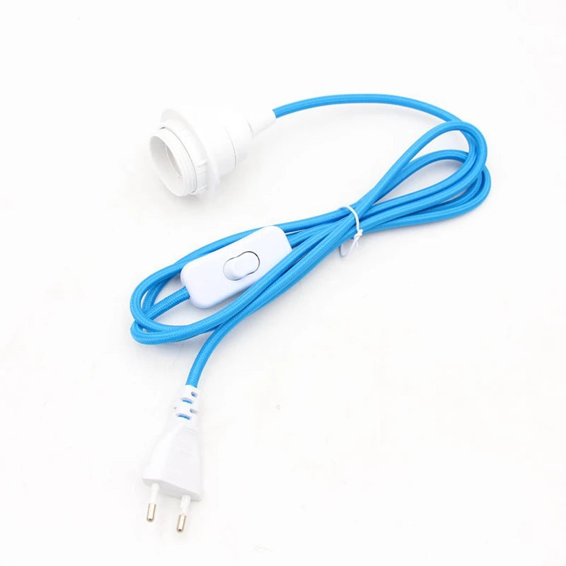 220V AC EU Plug Power Cord Fabric Covered Cable with on/off Switch E27 Bakelite Lamp Holder Plug-In Cords for DIY Hanging Light