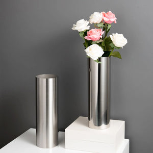 9x28Hcm SUS304 Stainless Steel Vase Decorative Centerpiece For Home or Wedding (Silver)