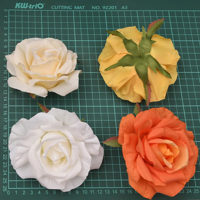 30pcs/12CM Big White Rose Artificial Silk Flower Heads DIY Scrapbooking Wedding Home Party Cake Decoration Fake Flowers Wreath