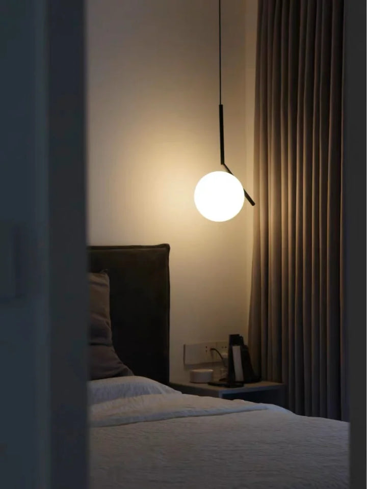 Black Pendant Lighting for Bedroom Bedside Shop Restaurant Decoration Hanging Lamp Modern Ceiling Chandelier Hotel Glass Ball