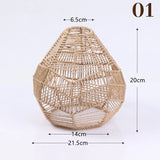 1PC Hand Weave Lampshade Rattan Hanging Lamp Shade Cafe Hotel Light Cover Ceiling Pendant Fixture For Home Restaurant Decors