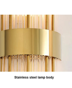 Luxury Modern Nordic Wall Lamp Indoor Glass Crystal Tube Iron Body Lampshade Sconce Light Up Down Bedroom Decor Corridor Lustres