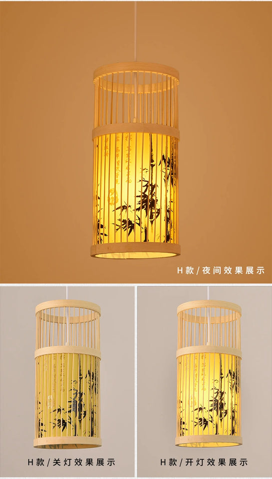 Bamboo Pendant Lamp Chandelier Chinese Style Tea Room Hotel Living Room Restaurant Bamboo Lamp Home Decor Lighting Fixtures Hot