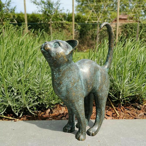 Cat Resin Figurine Bronze Lawn Porch Yard Home Garden Outdoor Sculpture Statue Decoration Home Office Ornament