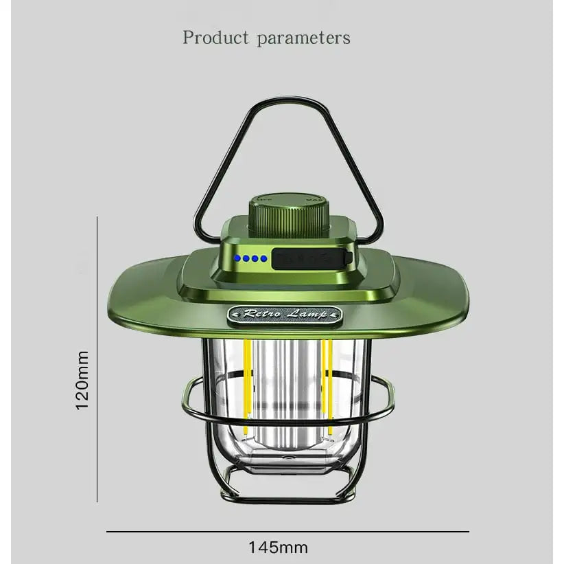 LED Camping Lamp Retro Hanging Tent Lamp Waterproof Dimmable Camping Lights USB Recharge Emergency Light Lantern for Outdoor