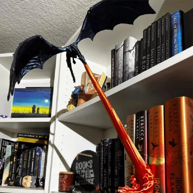 Dragon Flame Book Nook Decoration Creative Funny Spray Fire Dragon Bookshelf Ornament Halloween Birthday Gift Home Decoration