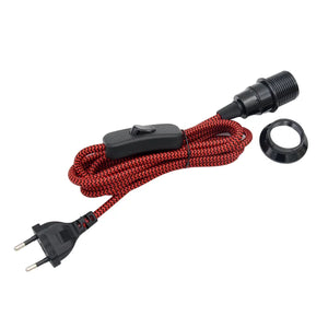 AC 220V European Plug Power Cords Fabric Braided Covered With Switch E14 Threaded Bulb Lamp Holder for Hanging Light Cord Kits