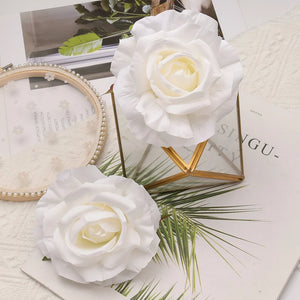 30pcs/12CM Big White Rose Artificial Silk Flower Heads DIY Scrapbooking Wedding Home Party Cake Decoration Fake Flowers Wreath