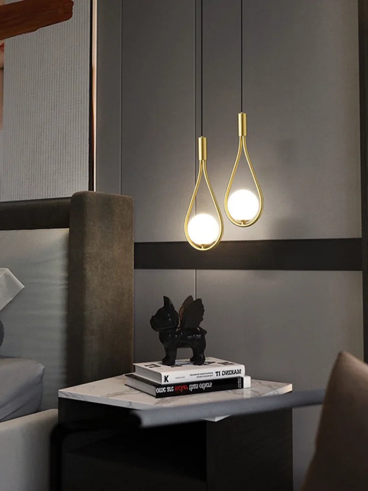 Black Pendant Lighting for Bedroom Bedside Shop Restaurant Decoration Hanging Lamp Modern Ceiling Chandelier Hotel Glass Ball