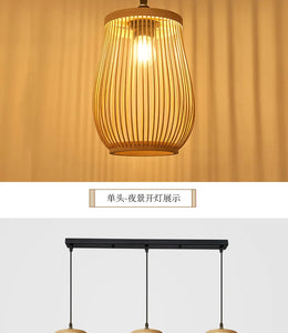 Chinese Rattan Wicker Pendant Lamp Lustre Bamboo Wood Chandelier Ceiling Light Handmade E27 for Home Living Ding Bed Room Decor