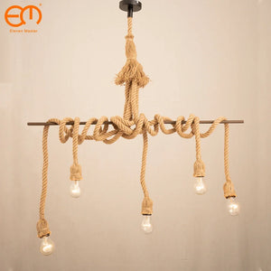 1/2/3/4/5 head vintage hemp rope pendant light retro loft industrial hanging lamp edison bulb lamp home light decoration