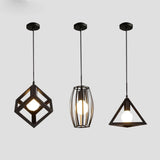 Geometric Vintage Pendant Ceiling Light, Industrial Retro Metal Hanging Lamp, E27 Base Lighting Fixture