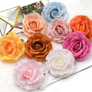 30pcs/12CM Big White Rose Artificial Silk Flower Heads DIY Scrapbooking Wedding Home Party Cake Decoration Fake Flowers Wreath