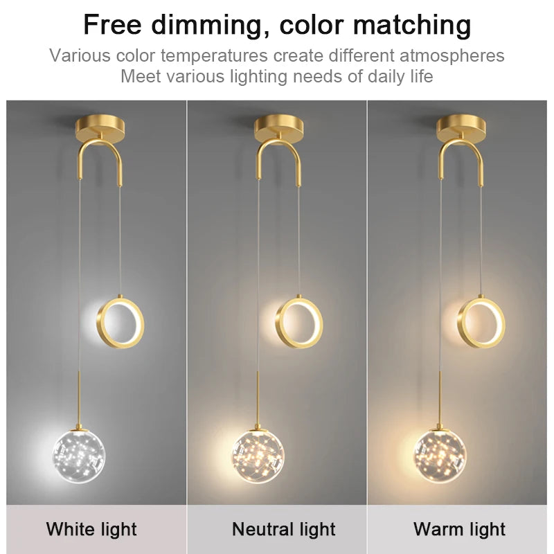 Lustre LED Pendant Light Indoor Lighting Fixture Living Bedroom Bedside Home Decoration Dining Table Hanging Lamps Pendant Lamp