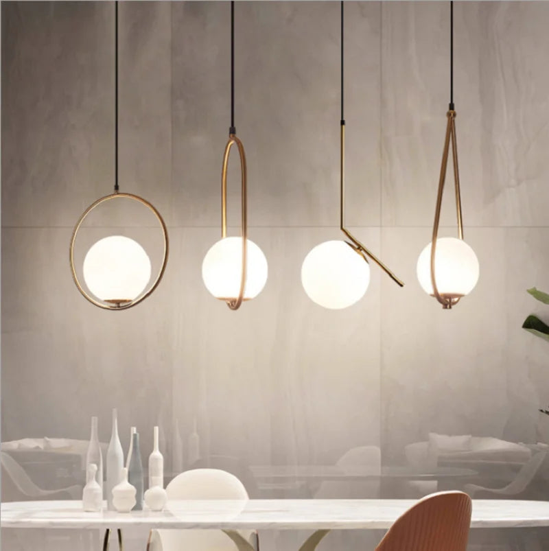 Black Pendant Lighting for Bedroom Bedside Shop Restaurant Decoration Hanging Lamp Modern Ceiling Chandelier Hotel Glass Ball