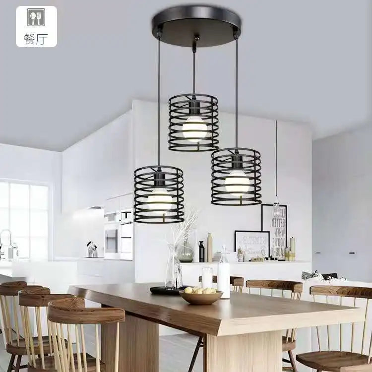 Nordic Black Pendant Lights Industrial Vintage Loft Hanging Lamp Iron Art Kitchen Island cafe Bar Table Dining Room Chandelier