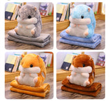 Cute Hamster Cushion Pillow Warm Hand Cushion Coral Fleece Blanket Multifunctional Blanket Cushion Birthday Gift Home Decoration