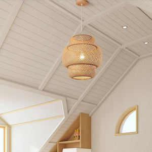 Bamboo Hanging Lamp Pendant Ceiling Light Rattan Wicker Lustre Hand Knit Braiding Suspended Home Dining люстра потолочная