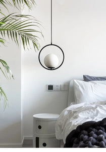 Black Pendant Lighting for Bedroom Bedside Shop Restaurant Decoration Hanging Lamp Modern Ceiling Chandelier Hotel Glass Ball