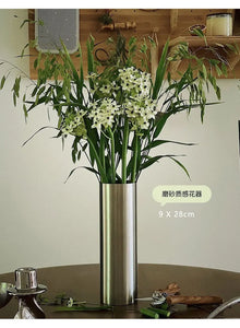 9x28Hcm SUS304 Stainless Steel Vase Decorative Centerpiece For Home or Wedding (Silver)