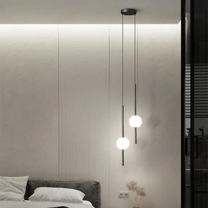 Nordic Led AcrylicBall Hanging Lights Bedroom Bedside Living Room Entrance Pendant Light Modern Lamp Long Lighting Ceiling Decor