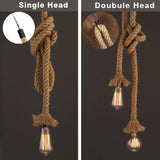 Retro Vintage Hemp Rope Pendant Light American Industrial Hanging Lamps Creative Loft Country Style Ceiling Lamps E27 Edison LED