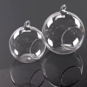 3/6/12 Pcs Transparent Glass Candle Holder Flower Hanging Ball Vase Glass Ball Tea Light Holder for Home Wedding Party Decor