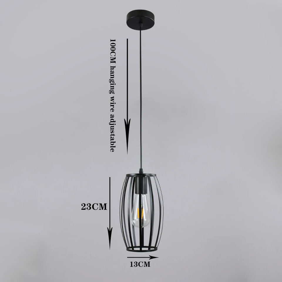 Geometric Vintage Pendant Ceiling Light, Industrial Retro Metal Hanging Lamp, E27 Base Lighting Fixture