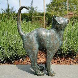 Cat Resin Figurine Bronze Lawn Porch Yard Home Garden Outdoor Sculpture Statue Decoration Home Office Ornament