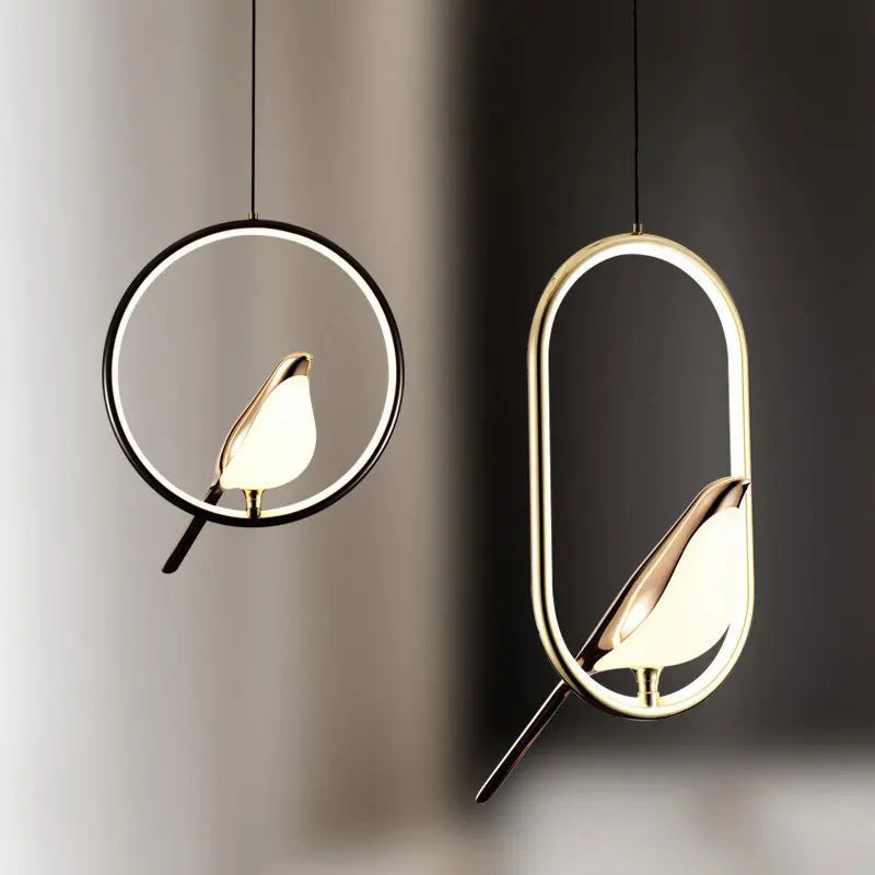 Nordic Magpie Bird LED Cord Pendant Lamps for Bedside Bedroom Indoor Black Silver Hanging Lights Chandelier Lamp Home AC85-265V