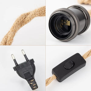 4.5M Power Cord Pendant Light Twist Hemp Rope Cables E26 E27 Lamp Holder EU Plug with Switch Wire Edison Bulb Socket Cord Cable