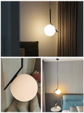 Black Pendant Lighting for Bedroom Bedside Shop Restaurant Decoration Hanging Lamp Modern Ceiling Chandelier Hotel Glass Ball