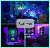 Fluorescent wall hanging fantasy starry sky planet city scenery tapestry art background cloth bedroom room home decoration