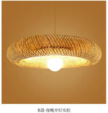 Bamboo Hand Weaving Pendant Light 40cm Hanging LED Ceiling Lamp Chandelier Fixture Rattan Hand Craft Woven Home Bedroom Decor